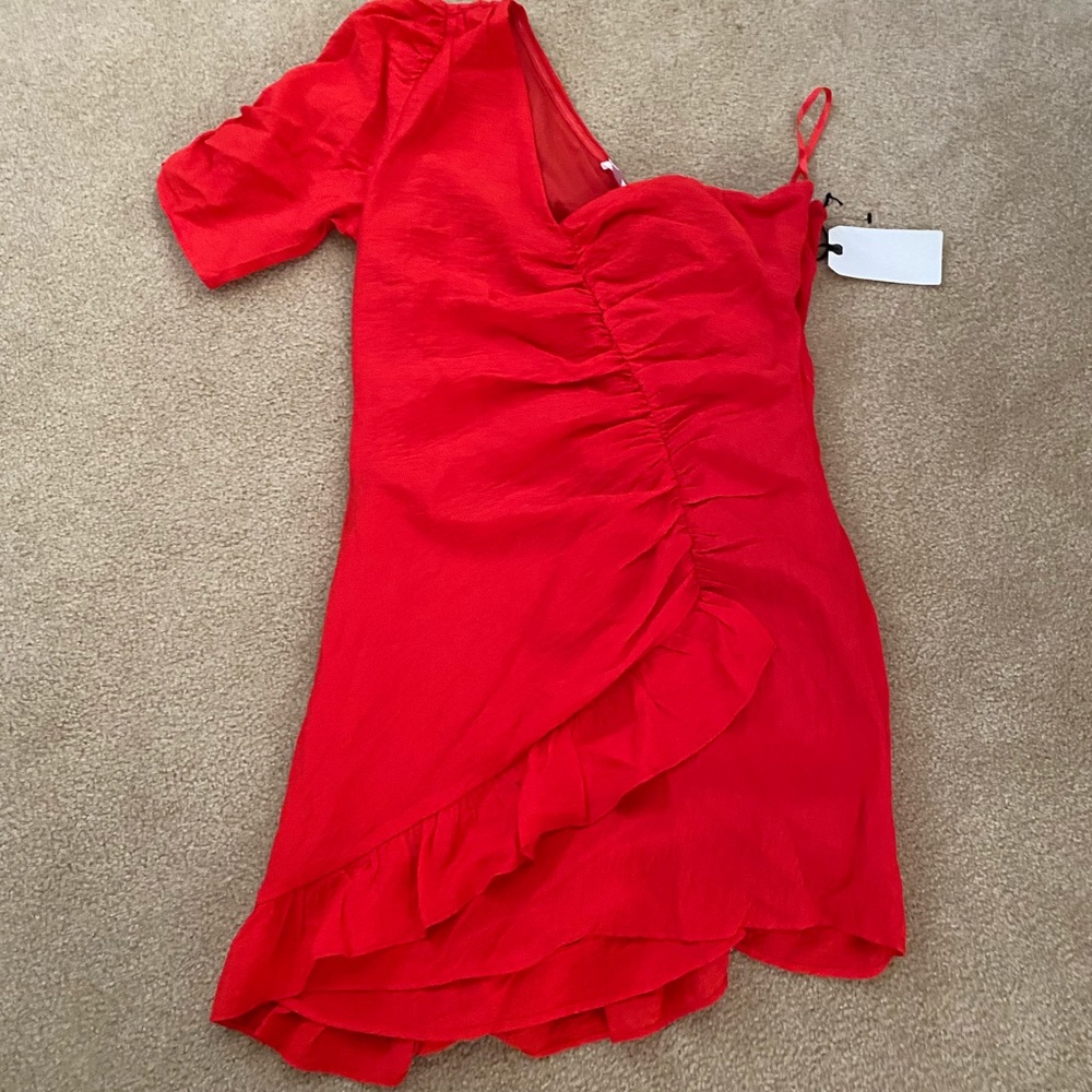 LEITH RED RUFFLE DRESS